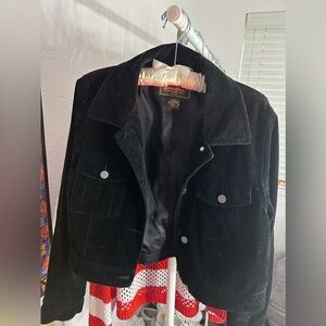 Eadie Bauer Velvet shell jacket Satin lining lace trim Silver hardware NWT